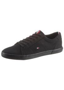 Sneaker Tommy Hilfiger "H2285ARLOW 1D", Herren, Gr. 39, schwarz (schwarz, schwarz), Textil, unifarben, Schuhe Sneaker, Freizeitschuh, Halbschuh, Schn&uuml;rer mit seitlicher Flaggen-Stickerei