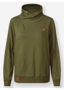 sheego Große Größen Sweatshirt mit überlappendem Stehkragen, oliv, Größe 36 - Damen