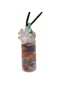 Kette mit Anh&auml;nger Firetti "Schmuck Geschenk Gl&uuml;cksflasche", bunt (transparent, edelstahlfarben, schwarz, mehrfarbig), Halsketten, Damen, Baumwolle Edelstahl Glas, L: 80 B: 2mm, Baumwolle, Edelstahl, Glas, Made in Germany - mit Achat, B:2mm