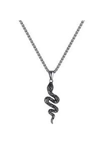 Kette mit Anh&auml;nger Firetti "Schmuck Geschenk Edelstahl Halsschmuck Halskette Venezianer Schlange", schwarz (edelstahlfarben, schwarz), Halsketten, Damen, Edelstahl, L: 55