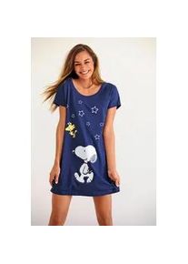 Sleepshirt PEANUTS, Damen, Gr. 56/58, N-Gr, blau (marine), Single Jersey, Obermaterial: 100% Baumwolle, bequem kurz, Rundhals, eingesetzt, Kleider Sleepshirt, mit Snoopy-Print in Minil&auml;nge, Topseller