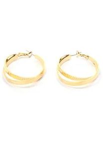 Paar Creolen Firetti "Ohrschmuck 2-reihig", gold (gelbgoldfarben), Ohrringe, Damen, 35mm, Metall