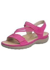 Riemchensandale Rieker, Damen, Gr. 36, pink (fuchsia), Nubuklederimitat, Schuhe Riemchensandale, Sommerschuh, Sandalette, Keilabsatz, mit Gummiz&uuml;gen