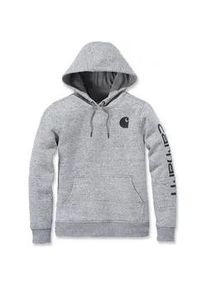Carhartt CLARKSBURG SLEEVE LOGO HOODED SWEATSHIRT Damen | Asphalt Heather NEP | S - Asphalt Heather NEP