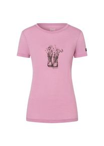super.natural Flower Boots Tee Merinoshirt Damen Wandern (Gr L |rosa)