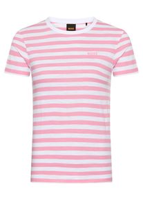 BOSS Orange Damen T-Shirt "Esla Striped Premium Damenmode"open lila 554, casual, Gr. L, unifarben, Single Jersey, Obermaterial: 100% Baumwolle,