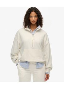 Superdry Damen Baumwolle Gesticktes Logo Studios Sweatshirt Mit Rei&szlig;verschluss, Creme - Gr&ouml;&szlig;e: 34 210262350075371D028