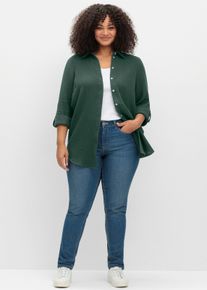 sheego Große Größen Baumwollbluse in Musselinqualität, moos, Größe 46 - Damen