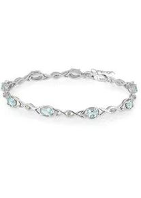 Armband VIRA JEWELS "925-Sterling Silber rhodiniert Gl&auml;nzend Blautopas beh. Blau", wei&szlig;, Armb&auml;nder, Damen, 19cm, Silber 925 (Sterlingsilber), gl&auml;nzend, Armband