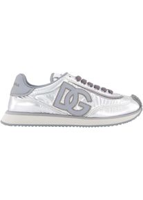 Dolce & Gabbana Dolce&Gabbana Low-Top Sneaker - Dames Cushion Sneaker Metallic - Gr. 38 (EU) - in Gunmetal - für Damen