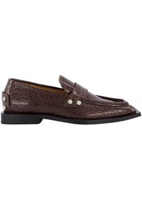 Ganni Loafer - Dames Brown Croco Loafers - Gr. 38 (EU) - in Braun - f&uuml;r Damen