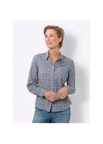 Flanellbluse Classic Basics, Damen, Gr. 50, blau (taubenblau, kariert), 100% Baumwolle, gemustert, kariert, mehrfarbig, Blusen