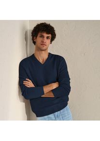 LANDS' END Kaschmirpullover mit V-Ausschnitt, Herren,  Blau, Kaschmir, by Lands' End