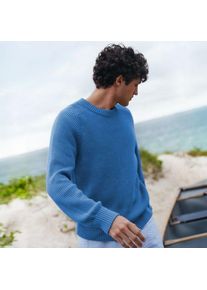 LANDS' END Drifter Strukturstrick-Pullover, Herren,  Blau, Baumwolle, by Lands' End