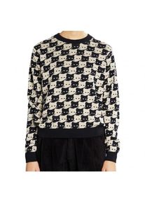 DEDICATED Sweater Arendal Pepita Cats Pullover Damen (Gr XS |schwarz)