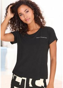 French Connection T-Shirt schwarz Gr. 32/34 für Damen. Rundhals und Print. Basic