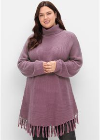 sheego Gro&szlig;e Gr&ouml;&szlig;en Strickpullover in Ponchoform, mauve, Gr&ouml;&szlig;e 48/50 - Damen