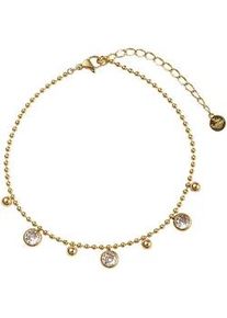 Fu&szlig;kette mit Anh&auml;nger Firetti "Schmuck Geschenk K&ouml;rperschmuck Kreise Kugeln", gold (gelbgoldfarben, kristallwei&szlig;, kristallwei&szlig;), Fu&szlig;ketten, Damen, Edelstahl, mit Zirkonia (synth.)