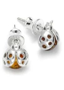 Paar Ohrstecker OSTSEE-SCHMUCK "OSTSEE-SCHMUCK Ohrstecker Marienk&auml;fer Ohrstecker Marienk&auml;fer", wei&szlig;, Ohrringe, Damen, 9 x 8mm, Silber 925 (Sterlingsilber)