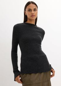 bonprix Pullover aus superfeiner Merinowolle, grau, Gr.52/54 (XXL), schmal geschnittener Merinowoll-Pullover in Premium Qualit&auml;t, aus Merino