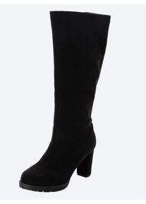 sheego Gro&szlig;e Gr&ouml;&szlig;en Weitschaftstiefel in Wildleder-Optik, mit bezogenem Absatz, schwarz, Gr&ouml;&szlig;e 44 - Damen