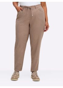 sheego Große Größen Schlupfhose im garngefärbten Karo, mit Bindegürtel, schlamm-gemustert, Größe 56 - Damen