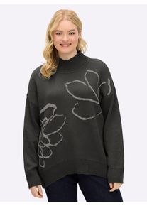 sheego Große Größen Pullover mit glitzerndem Intarsienmuster, graphit-grau-gemustert, Größe 56/58 - Damen