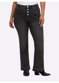 sheego Große Größen Jeans mit Formbund und Knopfleiste, graphit denim, Größe 46 - Damen