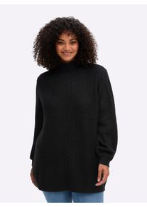 sheego by Joe Browns sheego Gro&szlig;e Gr&ouml;&szlig;en Stehkragenpullover mit Zopfmuster-Detail, schwarz, Gr&ouml;&szlig;e 52/54 - Damen
