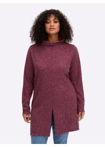 sheego by Joe Browns sheego Gro&szlig;e Gr&ouml;&szlig;en Longpullover mit hohem Schlitz vorn, bordeaux-meliert, Gr&ouml;&szlig;e 52/54 - Damen
