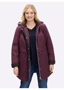 sheego Gro&szlig;e Gr&ouml;&szlig;en Kapuzenjacke mit Kontrastdetails, burgund, Gr&ouml;&szlig;e 54 - Damen