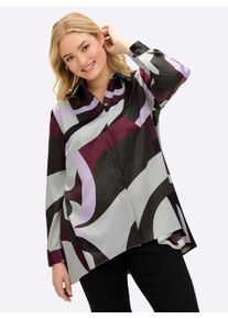 sheego Gro&szlig;e Gr&ouml;&szlig;en Druckbluse in A-Linie, mit vorn verk&uuml;rztem Saum, bordeaux-bedruckt, Gr&ouml;&szlig;e 46 - Damen