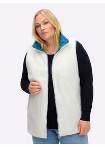 sheego Große Größen Wendeweste mit Teddyfell, topas-ecru, Größe 48 - Damen