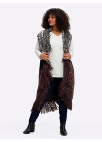 sheego by Joe Browns sheego Gro&szlig;e Gr&ouml;&szlig;en Fransenweste im extralangen Schnitt, schwarz-rotbraun-gemustert, Gr&ouml;&szlig;e 48/50 - Damen