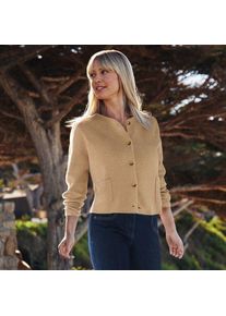 LANDS' END Kragenloser Feinstrick-Blazer, Damen,  Braun, Baumwolle, by Lands' End