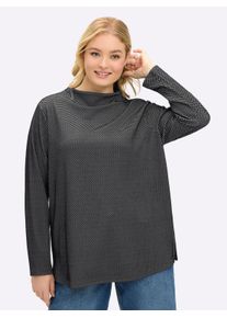 sheego Gro&szlig;e Gr&ouml;&szlig;en Sweatshirt mit Fischgr&auml;t-Jacquardmuster, schwarz-ecru-gemustert, Gr&ouml;&szlig;e 44/46 - Damen