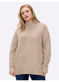 sheego Große Größen Pullover in melierter Strickqualität, beige-meliert, Größe 40/42 - Damen