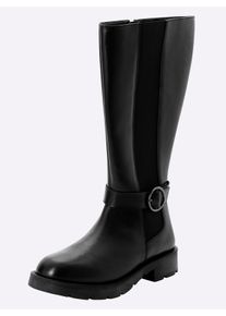 sheego Große Größen Weitschaftstiefel mit verstellbarer Schnalle, schwarz, Größe 42 - Damen