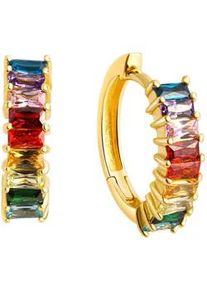 Paar Creolen Firetti "Schmuck Geschenk Silber 925 multi", gold (gelbgoldfarben, mehrfarbig, bunt), Ohrringe, Damen, 14mm, Silber 925 (Sterlingsilber), mit Zirkonia (synth.)