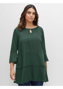 sheego Gro&szlig;e Gr&ouml;&szlig;en Tunika mit Lochmusterdetails, in A-Linie, moos, Gr&ouml;&szlig;e 48 - Damen