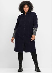 sheego Große Größen Hemdblusenkleid aus weichem Cord, tiefblau, Größe 42 - Damen