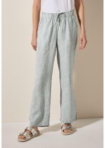 Cecil Damen Stoffhosechambray balmy khaki, casual, Gr. XL, gestreift, Stoff, 100% Leinen, Hosen, High Waist