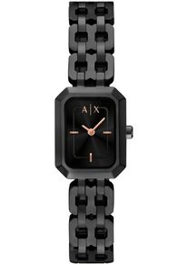 Armani Exchange Damen Quarzuhrschwarz, Armbanduhren, Armbanduhr, Damenuhr, Edelstahlarmband, analog