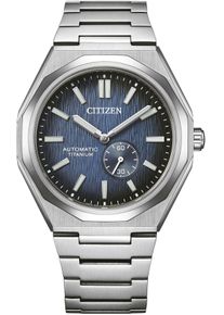 Citizen Herren Automatikuhr "Super Titanium Zenshin 60"titansilberfarben, dunkelblau, Armbanduhren, Armbanduhr, Herren, Mechanische Uhr, Titan,