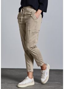 Street One Damen Cargohose "Style Bonny"buff grau, casual, Gr. 42, unifarben, Web, Obermaterial: 60% Lyocell, 37% Baumwolle, 3% Elasthan, Hosen, mit