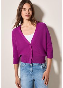 Cecil Damen Cardigananemone pink, casual, Gr. XL, unifarben, Strick, Obermaterial: 100% Baumwolle, Strickjacken, mit Struktur und Knopfleiste