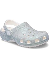 Crocs Kinder Clog "Classic Iridescent Glitter", Gr. 29weiß, grau glitzer, Croslite, Glitzer, casual, Schuhe, Glitzerschuh, Sandale, Hausschuh mit
