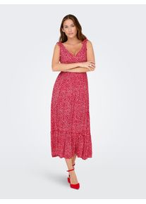 Only Damen Maxikleid "ONLFERNANDA LIFE S/L LONG DRESS WVN"salsa aop:weiß ditsy, modisch, Gr. XS, bedruckt, Web, Obermaterial: 100% Viskose, Kleider,