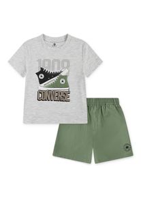 Converse Kinder T-Shirt & Shorts "CNVB RETRO REMIX SS+WOVEN SHOR"foothill gre, Gr. 146, Obermaterial: 60% Baumwolle, 40% Polyester, KOB Set-Artikel,