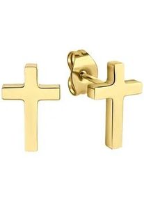 Paar Ohrstecker Firetti "Schmuck Geschenk Ohrschmuck Kreuz", gold (gelbgoldfarben), Ohrringe, Damen, Edelstahl